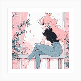 Peach Jeans Art Print