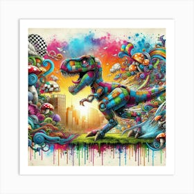 Psychedelic Dinosaur 3 Art Print