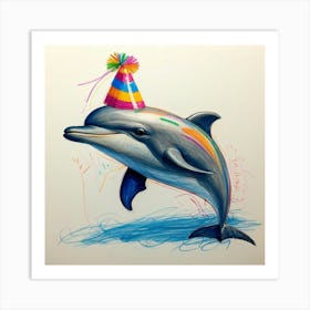 Birthday Dolphin 3 Art Print