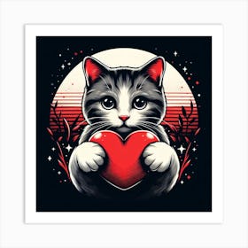 Valentine'S Day Cat Art Print