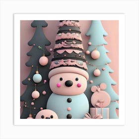 Christmas Snowman 2 Art Print