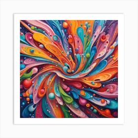 A brightly colored abstract painting Art Print