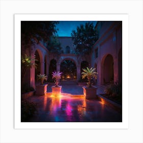 Courtyard At Night Art Print