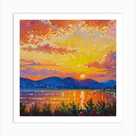 Sunset Over The Lake Art Print