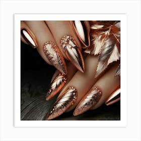 Nails With Leaves Art Print