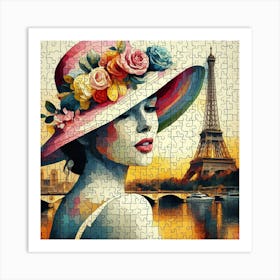 Abstract Puzzle Art French woman in Paris 10 Art Print