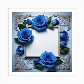 Frame With Blue Roses 2 Art Print