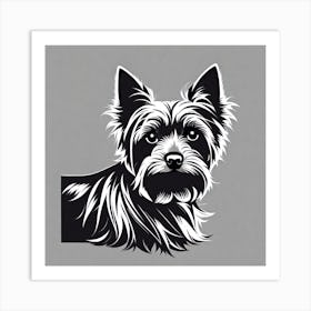 Yorkshire Terrier,  Black and white illustration, Dog drawing, Dog art, Animal illustration, Pet portrait, Realistic dog drawing, puppy Art Print