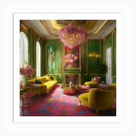 Futuristic Beautiful French Mansion Interior Sitti (11) Art Print