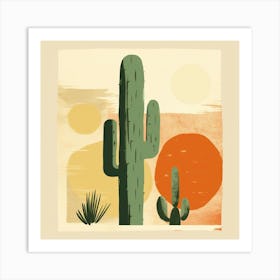 Rizwanakhan Simple Abstract Cactus Non Uniform Shapes Petrol 80 Art Print