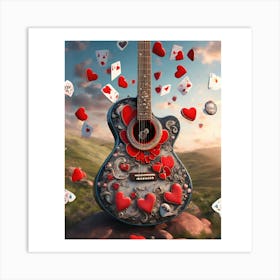 Heartstrings Monarchy Queen Of Hearts Guitar Elegance (24) Art Print