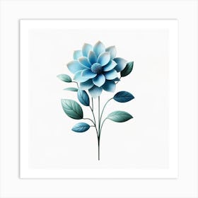 Blue Dahlia Flower Art Print