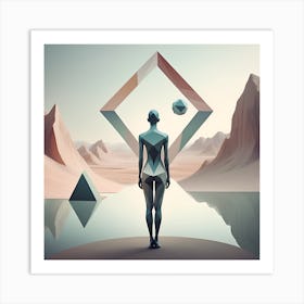 Half Human And Half Geometric Shape Art Print