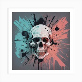 Skull With Paint Splatters 1 Art Print