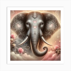 Elephant With Hearts Art Print