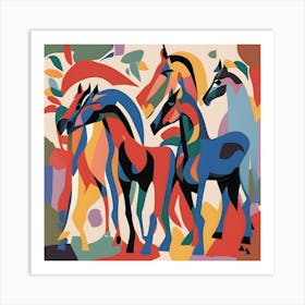 Matisse Style Horses Of The Rainbow Art Print
