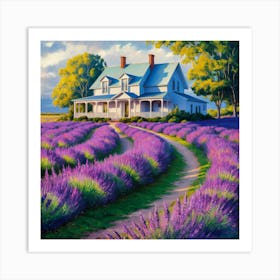 Tranquil Haven Lavender Fields And White House (2) 1 Art Print