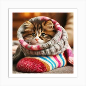 Cute Kitten In Socks Art Print