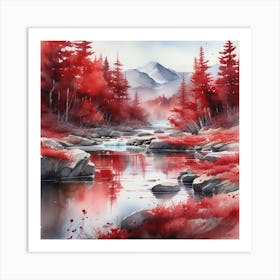 Red Water art Watercolor Art Print