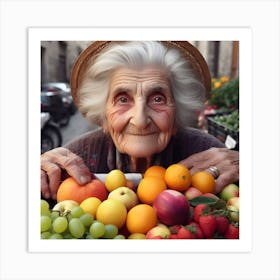 Old Woman With Fruit Art Print