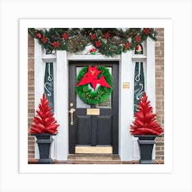 Christmas Decoration On Home Door (25) Art Print