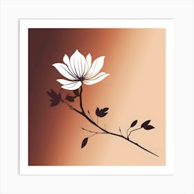 White Flower with Orange Brick Gradient Background Art Print