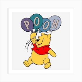Winnie The Pooh with balloons Art Print
