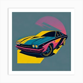 Car Colored Artwork Of Graphic Design Flat (117) Art Print