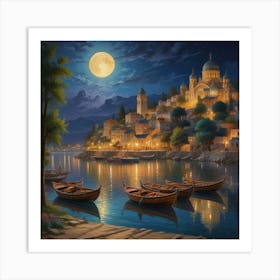 Night By The River Art Print