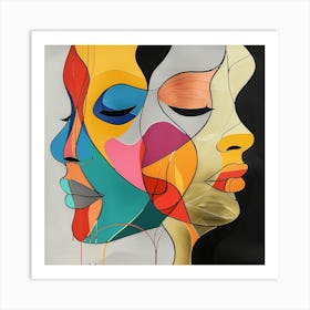 Abstract Of Women'S Faces - Colour faces, colorful cubism, cubism, cubist art,    abstract art, abstract painting  city wall art, colorful wall art, home decor, minimal art, modern wall art, wall art, wall decoration, wall print colourful wall art, decor wall art, digital art, digital art download, interior wall art, downloadable art, eclectic wall, fantasy wall art, home decoration, home decor wall, printable art, printable wall art, wall art prints, artistic expression, contemporary, modern art print, Art Print