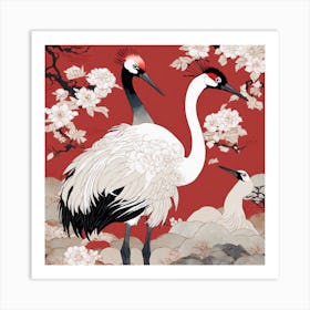 Cranes In Bloom Art Print