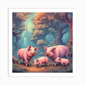 Cute Pigs Art Print