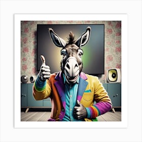 Donkey With Tv Art Print