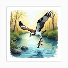 Osprey Fishing Art Print