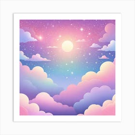 Sky With Twinkling Stars In Pastel Colors Square Composition 45 Art Print