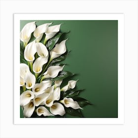 White Calla Lily On Green Background Art Print