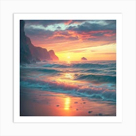 Sunset On The Beach 4 Art Print