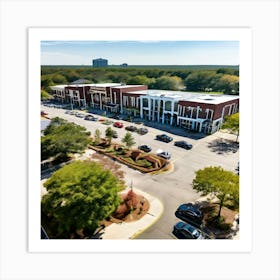 Outlet Georgia Community Mall Large Asphalt Car Drone Driving Southern City Infrastructur (7) Art Print