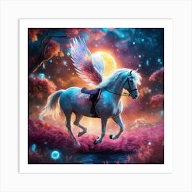 White Horse With Wings Art Print