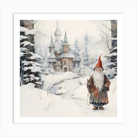 Snowfall Sonata: Christmas Watercolour Serenity Art Print