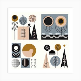 Scandinavian style, Four elements Art Print