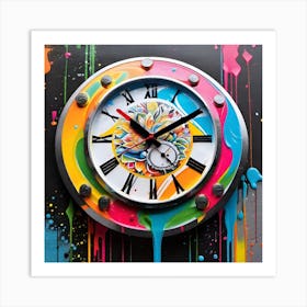 Colorful Wall Clock Art Print