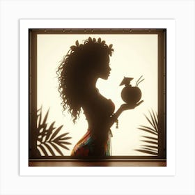 Tropical Woman Silhouette Art Print