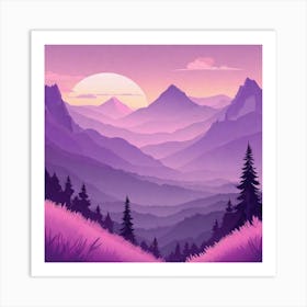 Misty mountains background in purple tone 65 Art Print