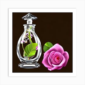 Perfume Bottle And Rose 1 Art Print