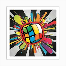 A Vibrant Professional Graphic Design In A Pop Art Style Rubik's Cube 2 Art Print