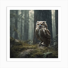 Owl In The Forest 56 Art Print