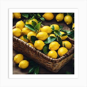 Lemons In Basket Art Print