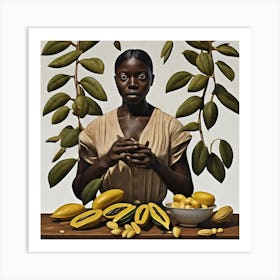 Woman With Bananas Art Print