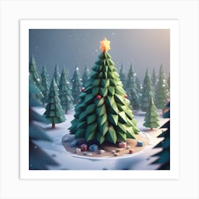 3d Christmas Tree Art Print